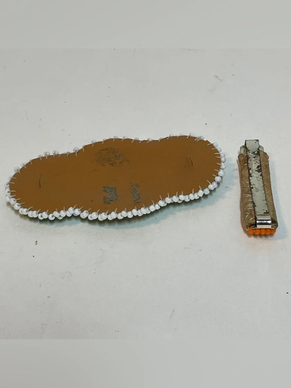 Antique Vtg Southwestern Native American StyleSeed Bead Hair Barrette Cover 3.5”